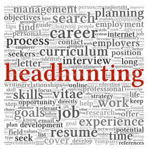 Headhunting concept in word tag cloud